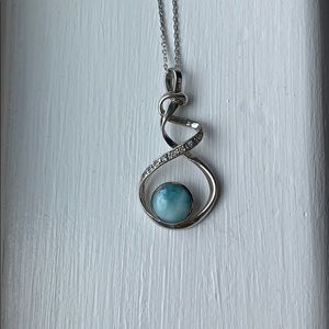 Larimar Stone Necklace with 925 Sterling Silver